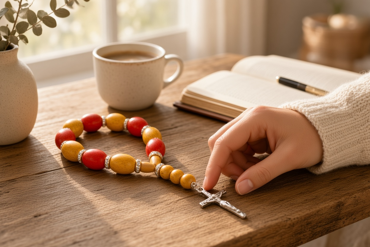 Wooden 10-Decade Stretch Rosary Bracelet